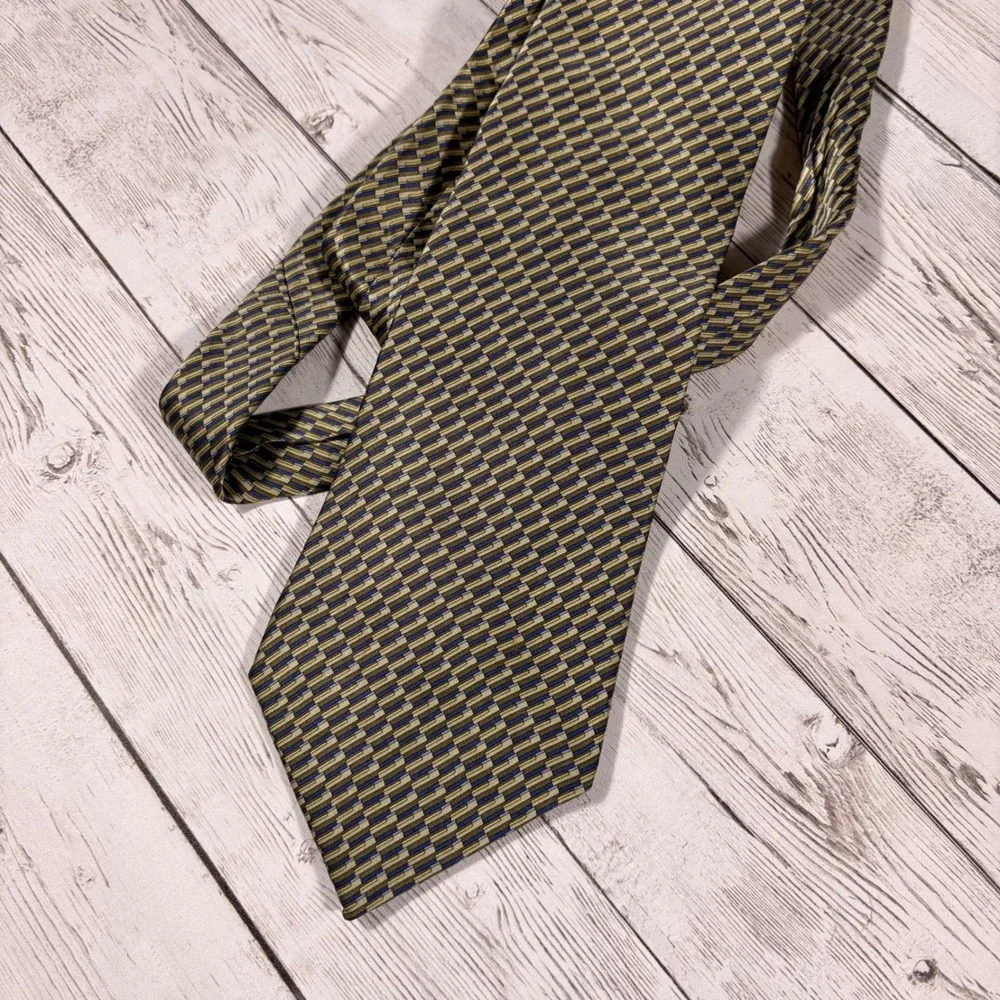 Perry Ellis Portfolio Mens Silk Tie Lot 2 Burgundy Red Olive Green Geometric USA